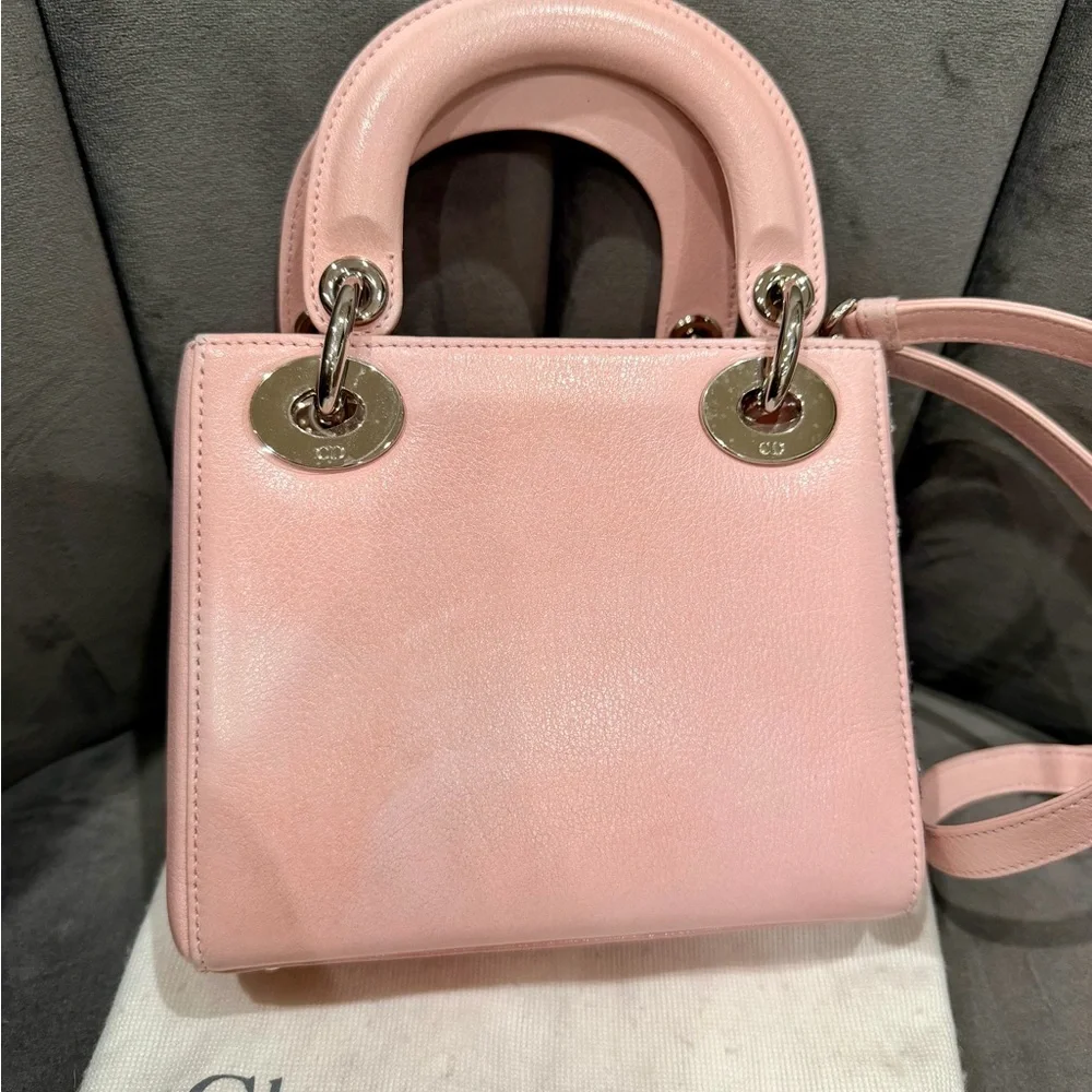 Mini Lady Dior Pink Embroidered Sequin Flowers shoulder Bag Christian Dior - Picture 14 of 17